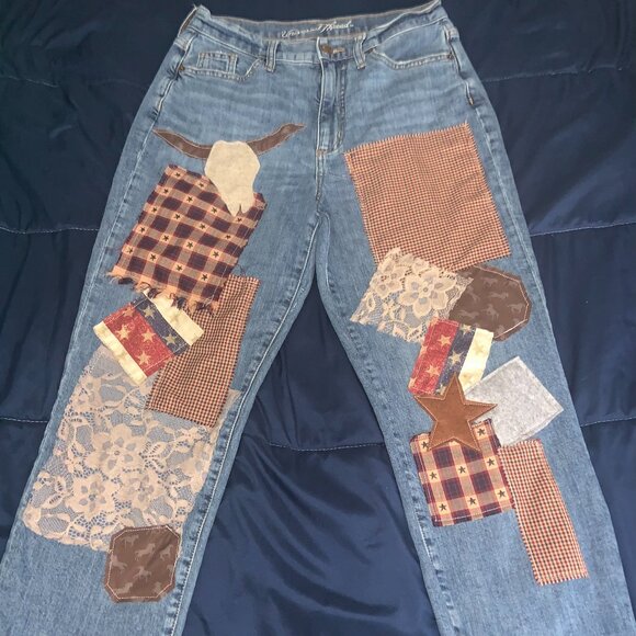 One of a Kind Western Patchwork Jeans
